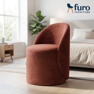 Premium brown velvet barrel accent chair by Furo Furniture