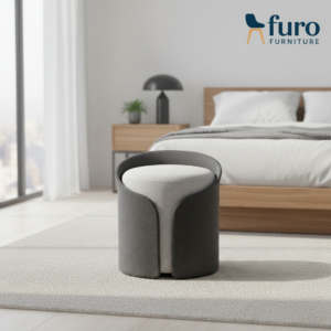Modern grey designer pouffe stool by Furo Furniture