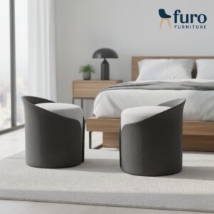 Modern grey designer pouffe stool by Furo Furniture
