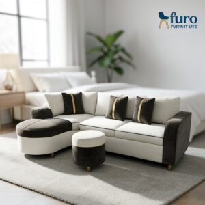 Luxury L shape sofa with ottoman by Furo Furniture