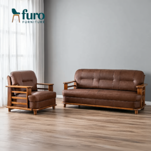 Brown Sagun wood premium sofa set 3+1 by Furo Furniture