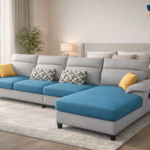Grey and blue modern sectional sofa for living room