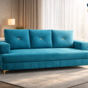 Furo Furniture sky blue premium 3 seater sofa with golden legs